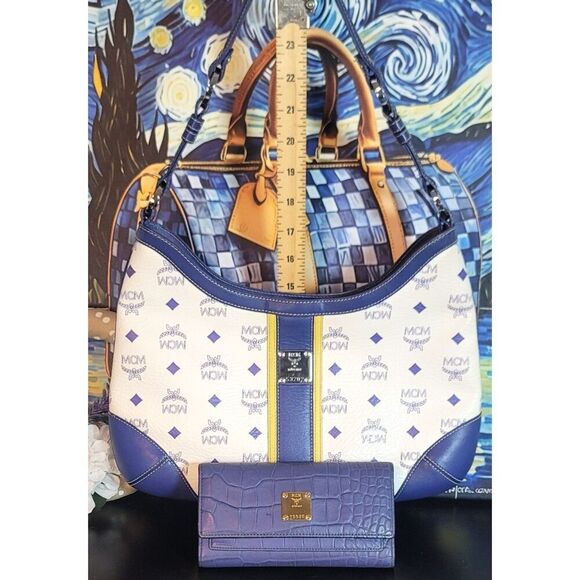 MCM - Limited Edition Monogram Shoulder Bag w/ Croc Embossed Wallet - Picture 1 of 16